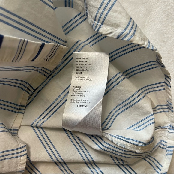 Anthropologie / Maeve / Ruffled Collar Striped Buttondown Blouse Top / size 14 - Picture 10 of 12